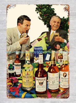 Getting Hammered With The Boss Hiram Walker Distilleries 1949 metal tin sign