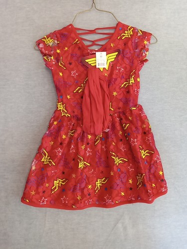 Toddler Girls Red Wonder Woman Dress Lace Size 4/5 XS with Red Headband