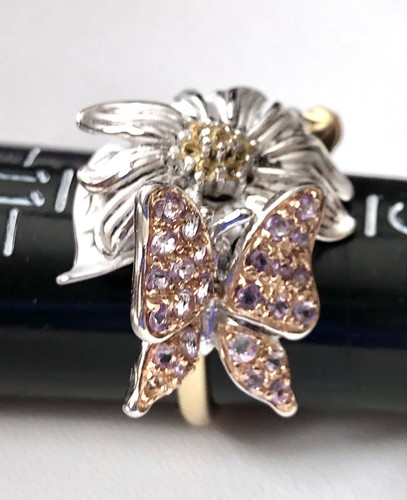 ROSS SIMONS 14K Gold über Sterling Amethyst Citrin Schmetterling Blume Ring Größe 10 - Bild 12 von 12