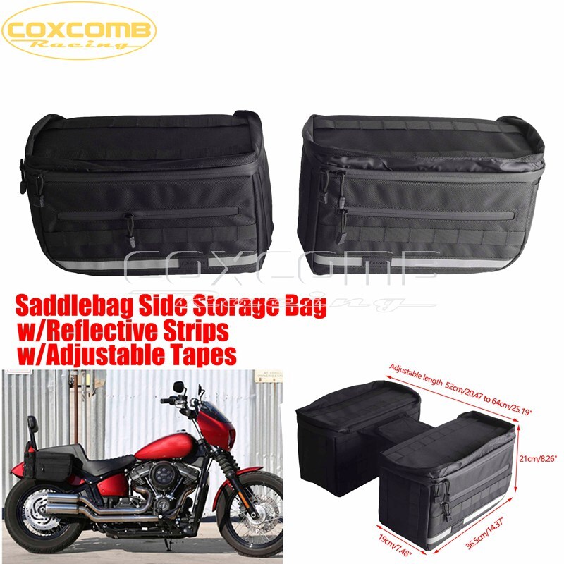 Saddlebag Side Storage Tool Pannier Bag w/ Adjustable Tapes & Reflective Strips