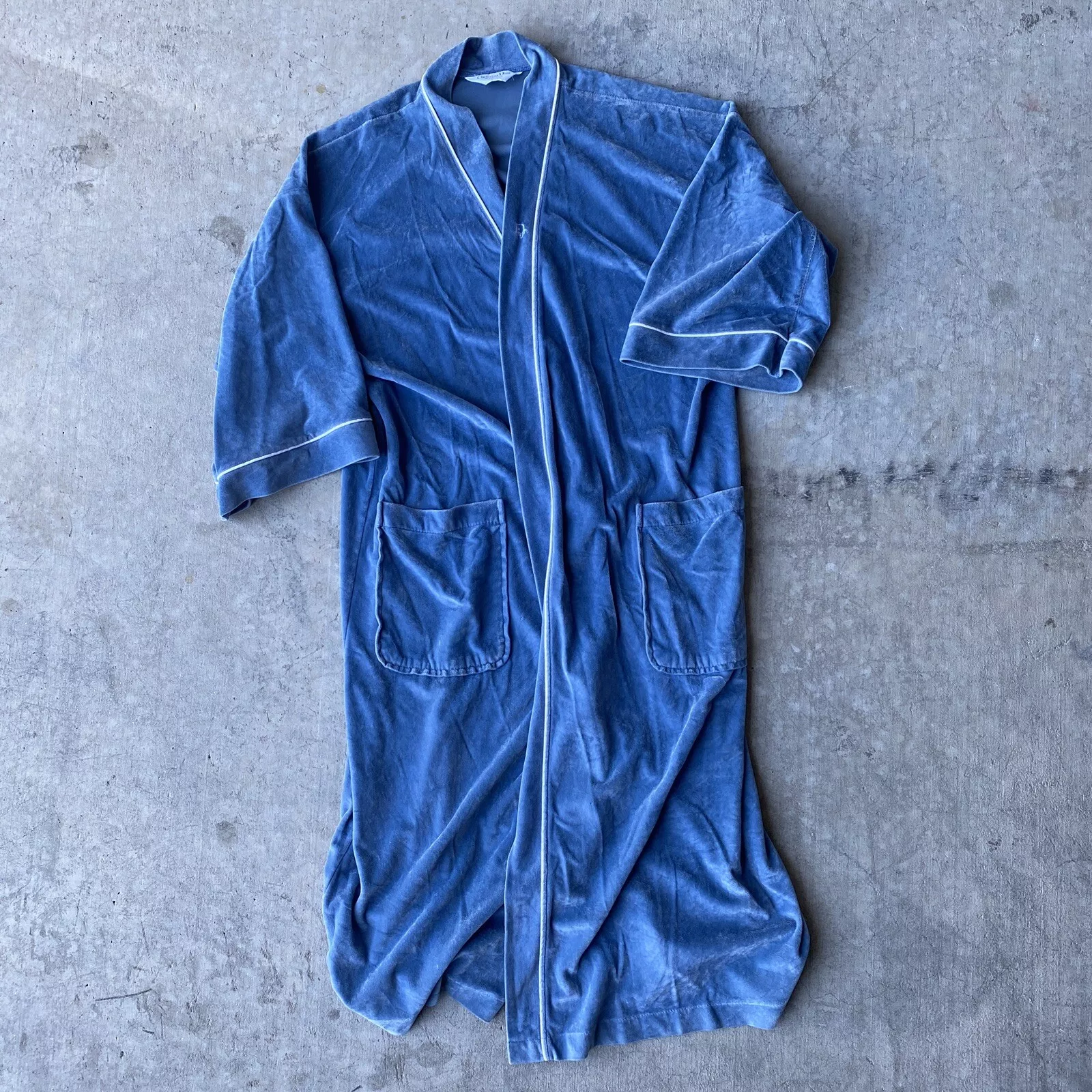 Robe de bain vintage années 80 Christian Dior Monsieur Sky bleu velours taille unique