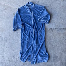 Vintage 80s Christian Dior Monsieur Sky Blue Velour Bath Robe One Size