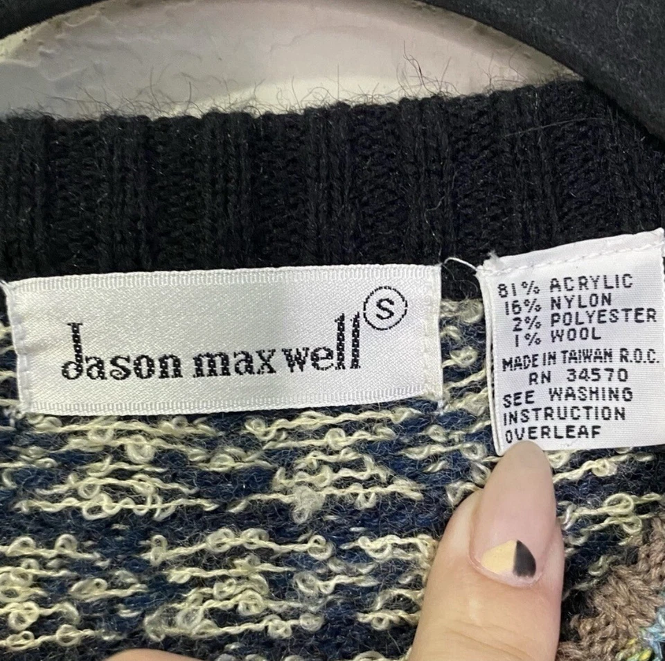 Jason Maxwell винтажный вязаный кардиган шерстяная смесь цветочный женщин маленький коттедж Core - Изображение 3 из 4