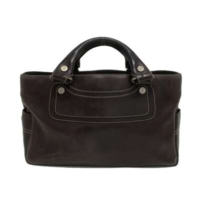 Auth CELINE Boogie Bag - Dark Brown Leather Handbag