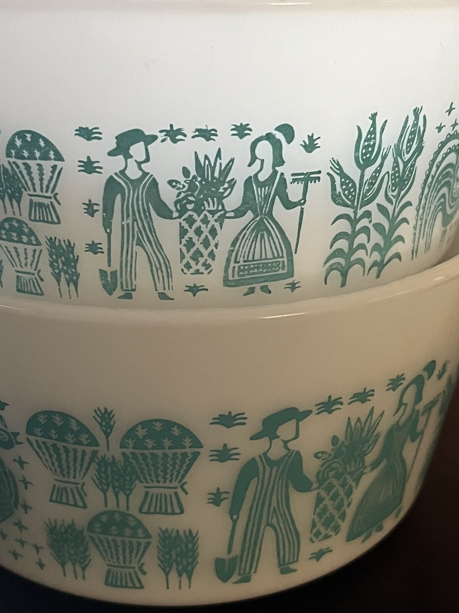 VTG 1950's MCM Pyrex Set Butterprint Amish Farm 441 442