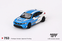 Mini Gt #753 1/64 Honda Civic Type R #3 2023 Pace Car Blue Model Car