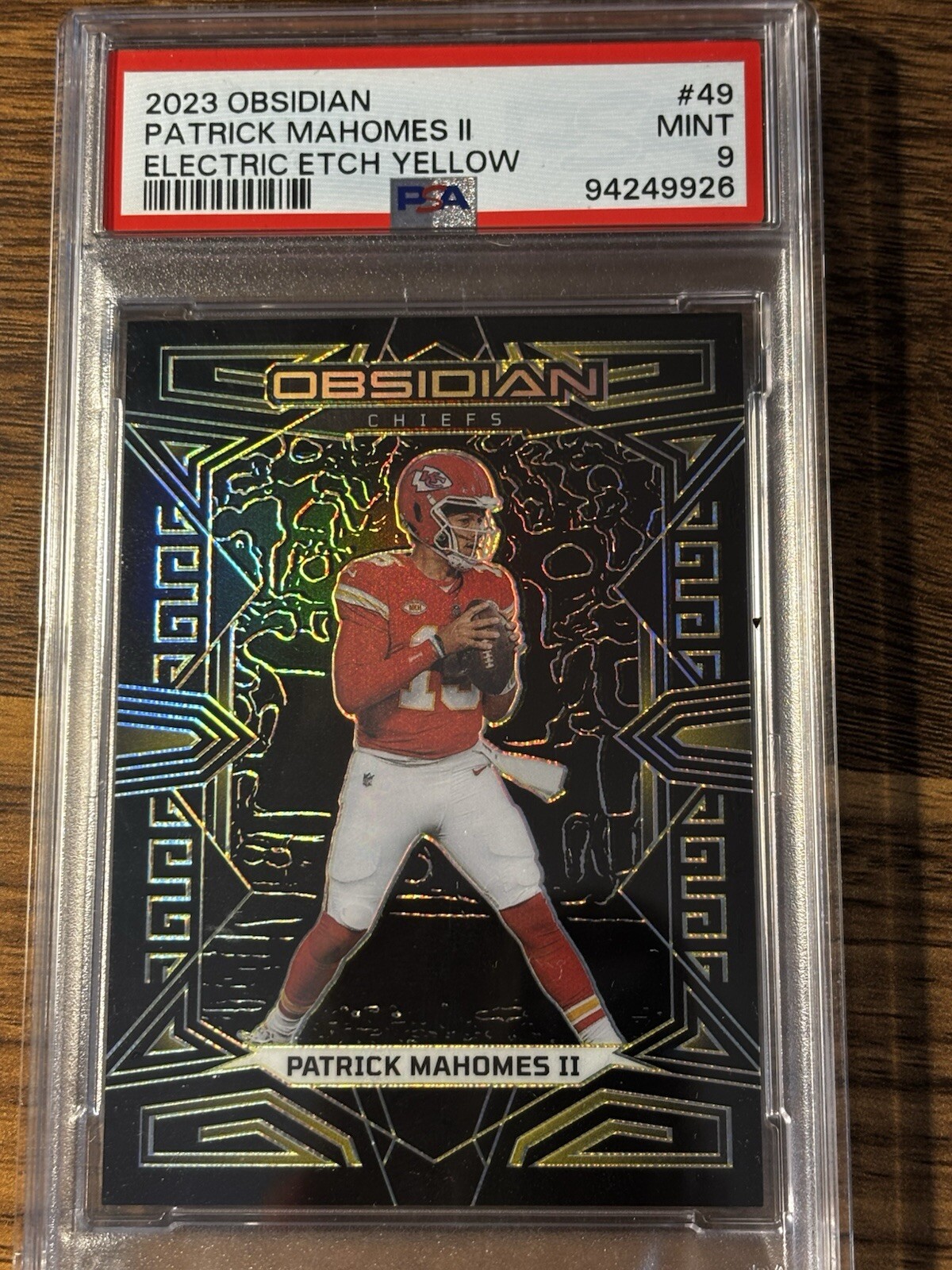 2023 obsidian patrick mahomes psa 10 electic-etch yellow /10