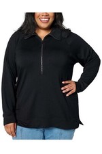 Belle by Kim Gravel Mega Modal Half-Zip Top Black