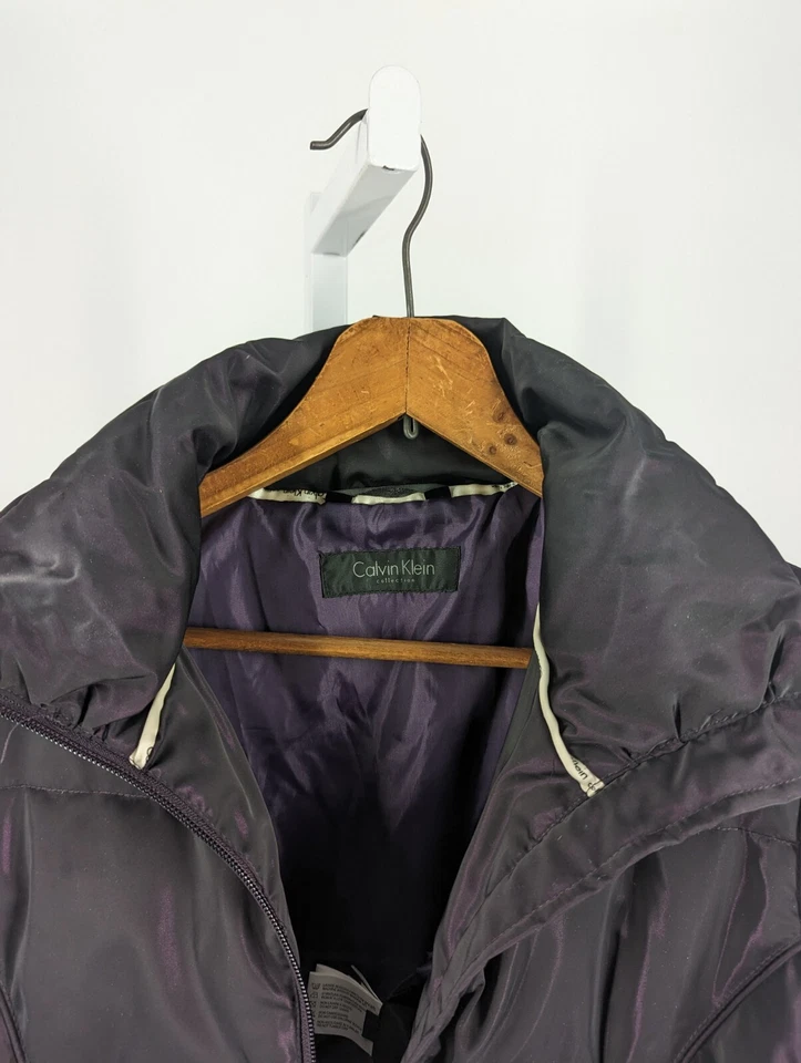 Calvin Klein Collection Black Violet Iridescent Feather Down Panel Puffer Jacket - Image 4 of 4