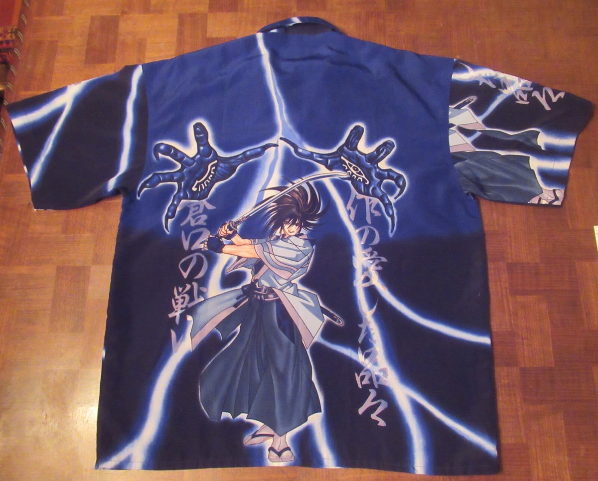 ★SAMURAIプロフィール必見★ BORN IN ROMA ★ Seishiro Kuki Samurai Shodown button-front shirt sz LARGE by