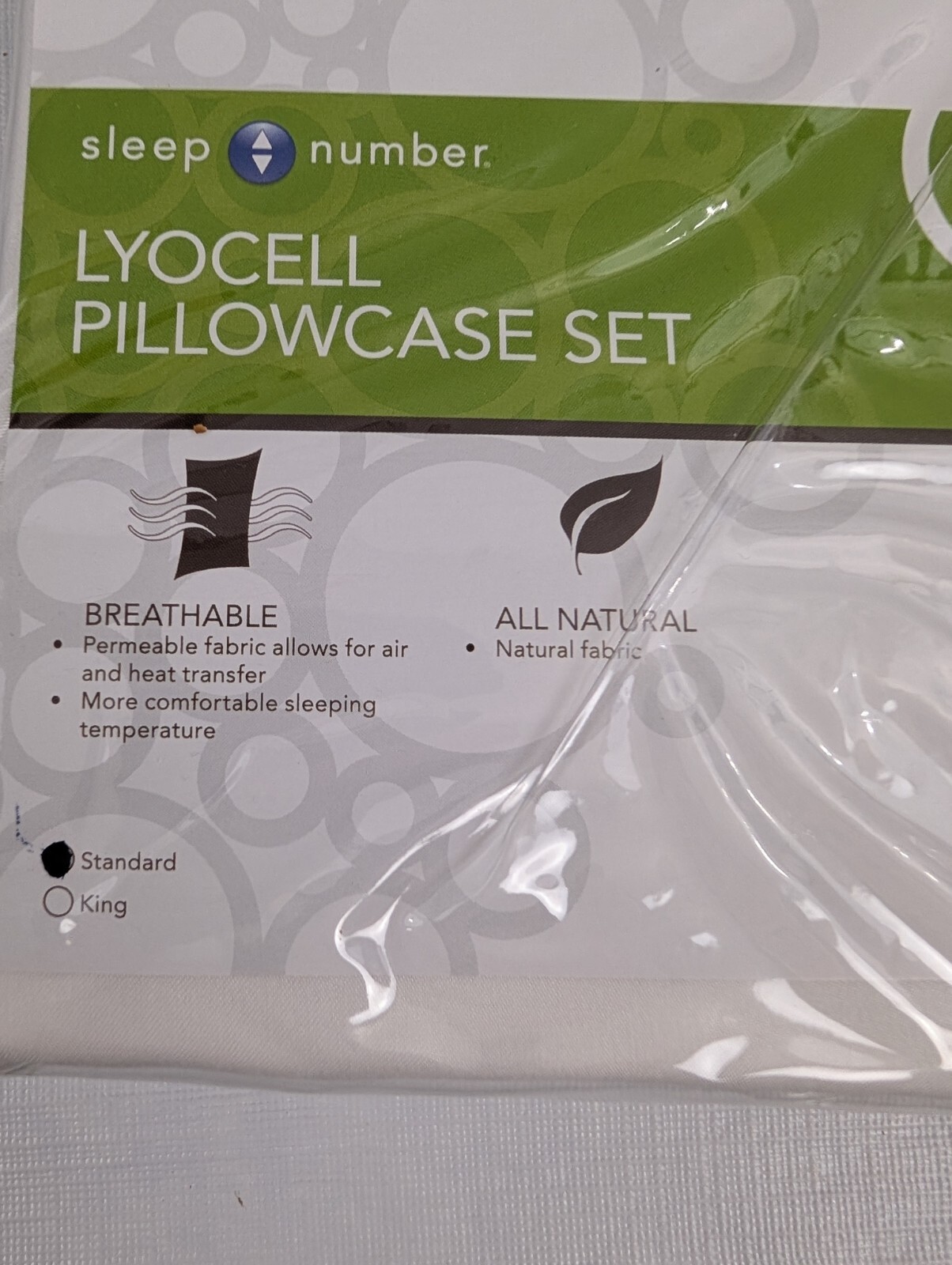 Select Comfrt Sleep Number Lyocell Pillowcase Set Standard Size White NEW