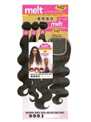 Janet Collection Melt 100% Virgin H/H NATURAL BODY Weave 3pcs + 4x5 HD Closure
