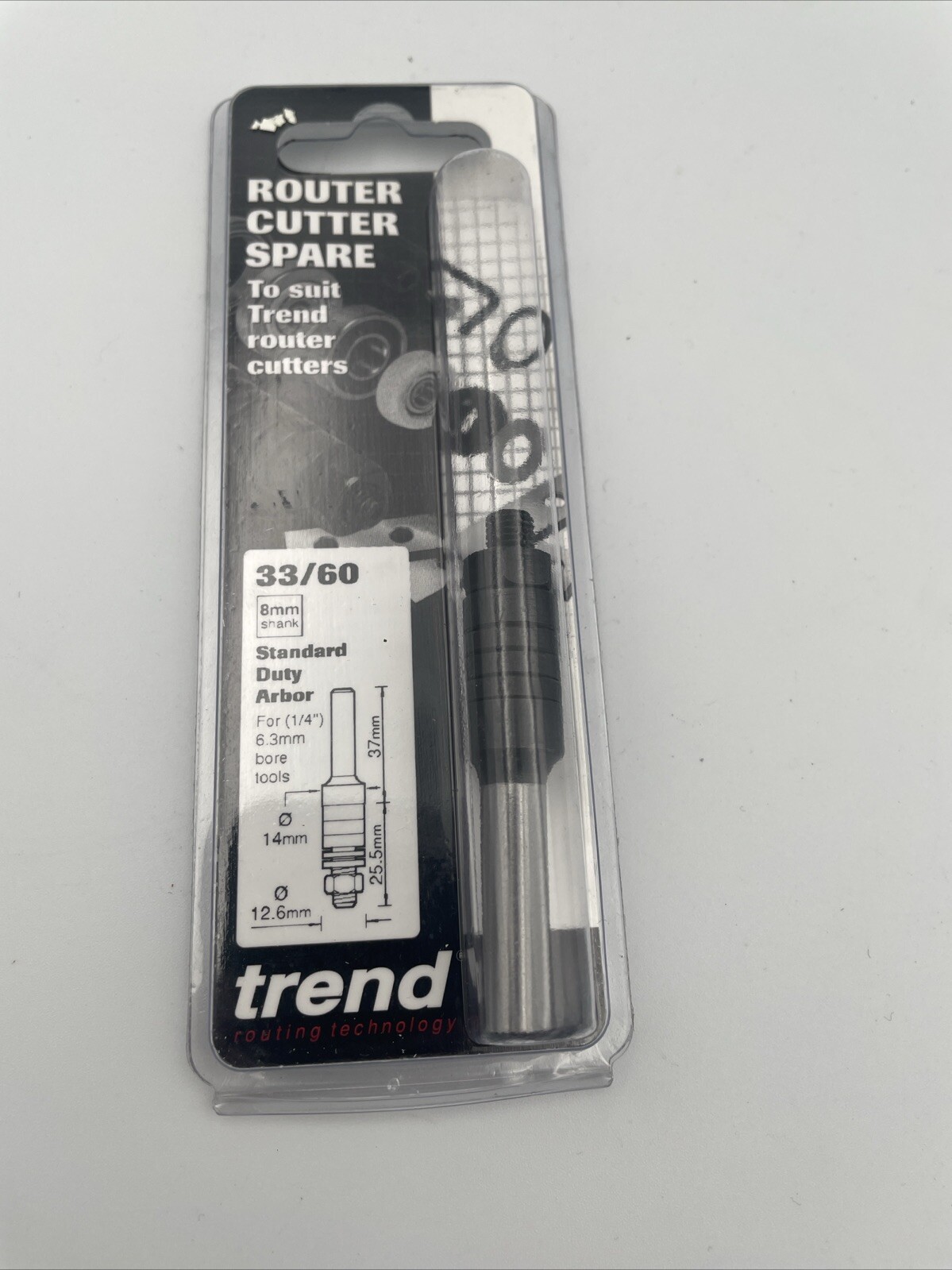 Trend 33/60X8MM Arbor 33/60 for 1/4 bore tools