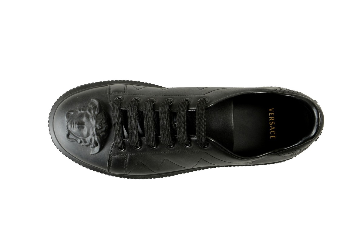 Versace Men's Large Medusa Logo Black 100% Leather Sneakers