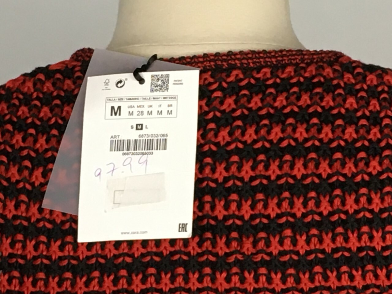 Zara Studio SS2018 Red Black Linen Crochet Knit Long Striped Dress Sz M NWT  New image 8