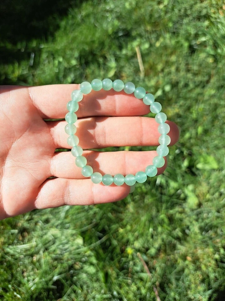 A+ Grün Aventurin Glück & Wohlstand Runde Perlen Unisex Dehnbar Armband 6-8 Zoll - Bild 2 von 4