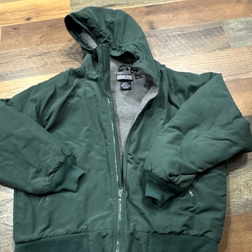 Lands' End men’s Hooded Full Zip Green Nylon Puffer Jacket Size 42-44