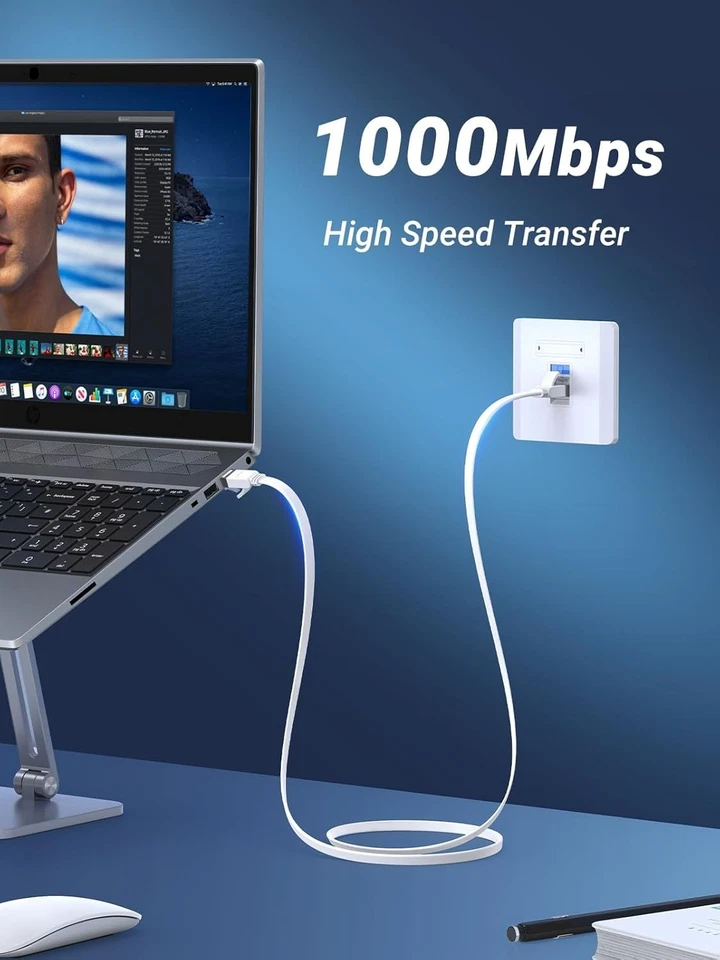 UGREEN Cat 7 10Gbps Flat Snag-less Network Lan Cable - Black - 10M - Image 2 of 4