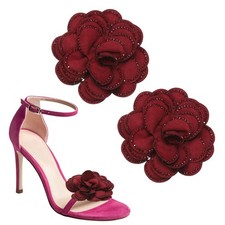 3" Deko-Schuhclips f&uuml;r Damen, 2 St&uuml;ck Blumen-Strass-Clips, Rot