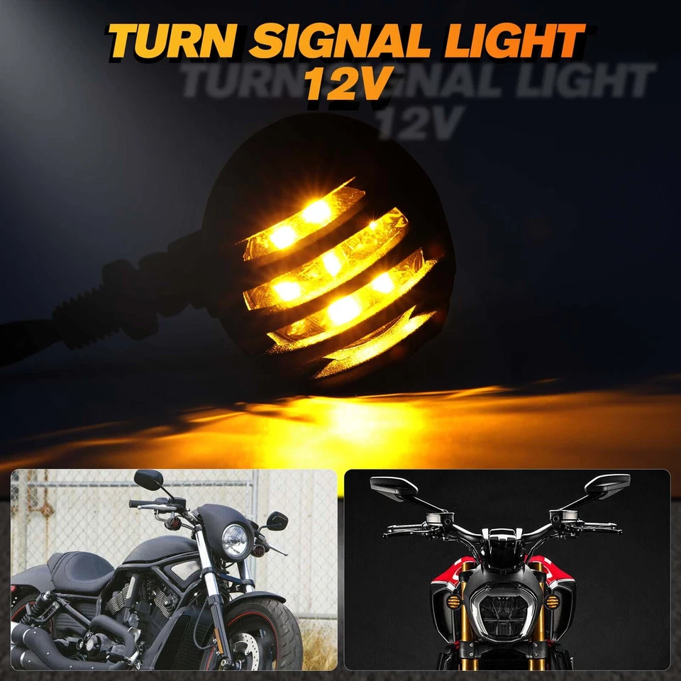 4X Motorcycle Bullet Turn Signal Lights Amber Indicator For Victory Vegas 8-Ball - Image 3 of 4