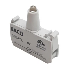 Baco 33EAYL Pushbutton Light Emitting Diode Module, Yellow, 24VDC/VAC, 22mm