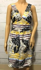 NWT H&M Hawaiian Striped Floral Open Back Tank Dress Sz 14 Aloha Friday New W46
