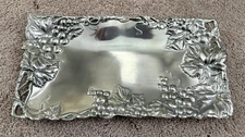 Arthur Court Grape Bread Tray Grape leaf Aluminum Rectangular Serving Tray 1996