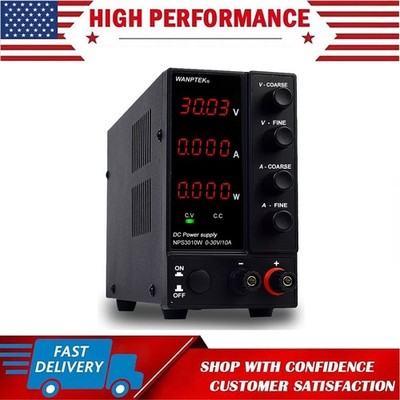 0-30V 10A Adjustable DC Power Supply Variable Regulated Lab 4-Digits LED Display