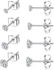 Titanium Stud Earrings for Sensitive Ears 2-5MM Cubic Zirconia Ball Dot Hypoalle