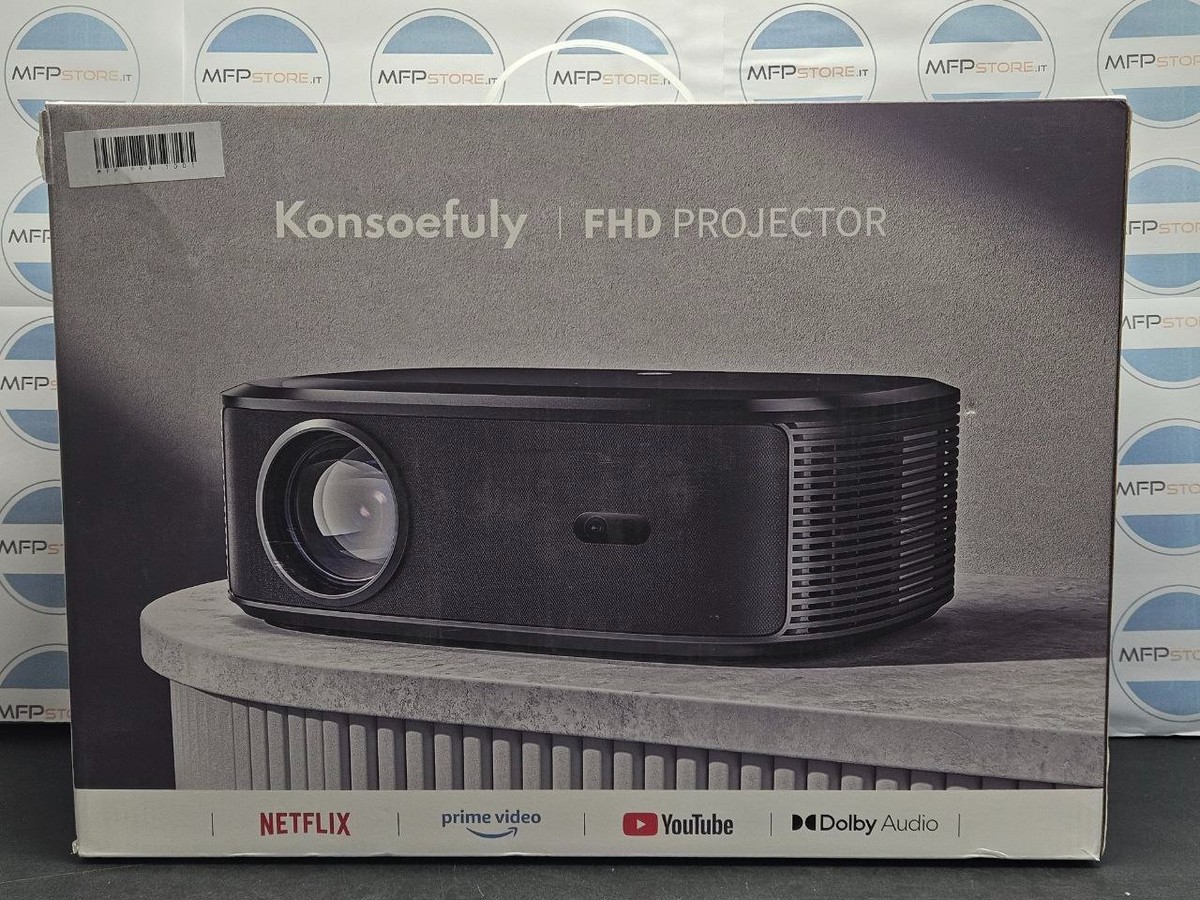 Proiettore 4K Konsoefuly Con WiFi, Bluetooth 5.2, Netflix E Prime Video Integrati, Autofocus E Trapezio Automatico, Luminosità 10000 ANSI Lumen
