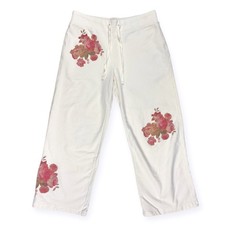 New York  Company VTG Y2K Cream Floral Crop Sweatpants Lounge Pants Capris XS