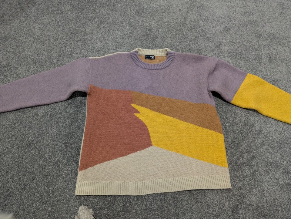 Sl0y Women's Colourblock Crew Neck Knit Pullover Jumper Long Sleeve M