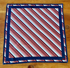 Vintage Robinson Golluber Scarf 26  Square Red White Navy Stripe Japan Polyester