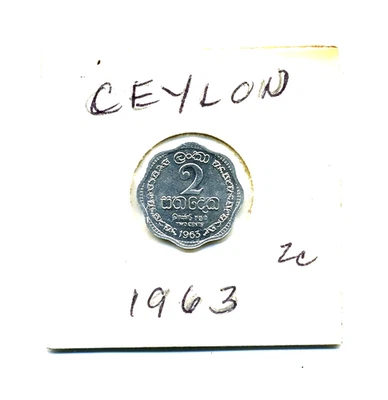 1963 Ceylon Sri Lanka 2 Cents Coin Aluminum - Image 1 of 2
