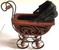 Mini Wicker Baby Doll Carriage Buggy Stroller Home Decor Pram - Shower- Display!