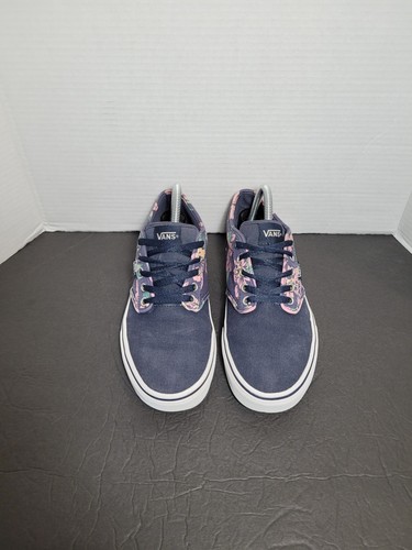 Vans Off The Wall Navy Blue Purple Floral Women's Athletic Sneaker Size 9 - Picture 4 of 11