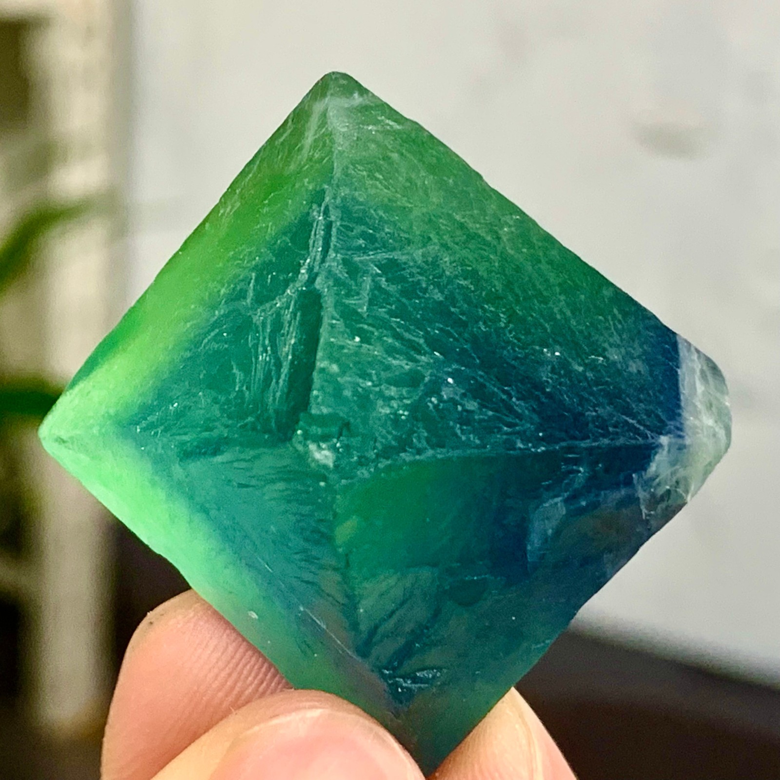 45G Natural Blue Green Fluorite Octahedron Crystal for Healing and Energy