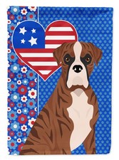 Caroline's Treasures Natural Eared Red Brindle Boxer USA American Garden Flag