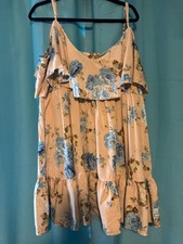 womens plus size cream color floral v neck eyelet sleeve strap dress shein 3x