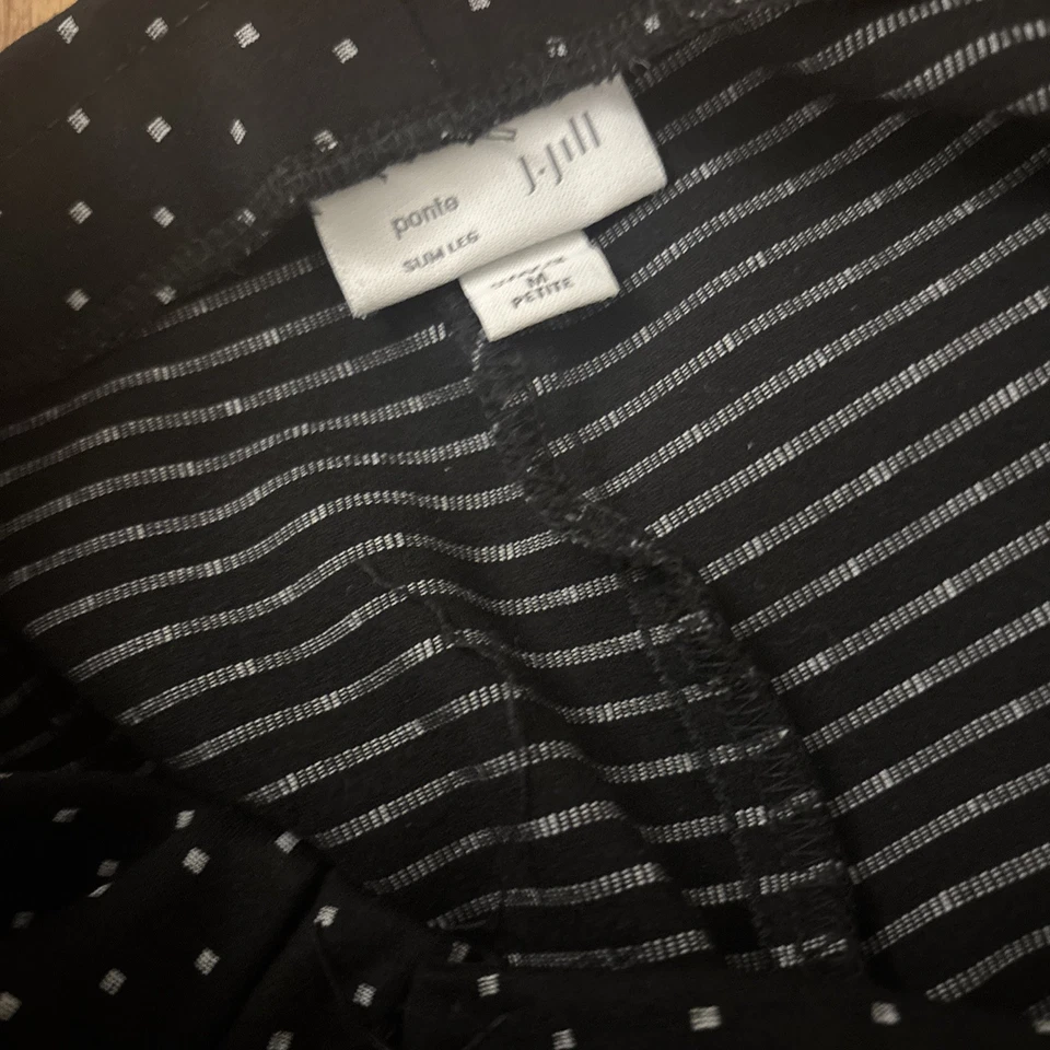 J Jill Black White Polka Dot Slim Leg Ponte Stretch Pants Women's Petite Medium - Image 2 of 2