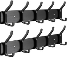 Coat Rack Wall Mount, Stainless Steel Towel Racks for Bathroom, 14 Inch 2 Black
