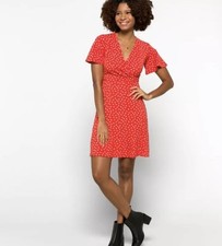 Stirchfix 41 Hawthorn Elisse Knit Dress Faux Wrap Stretch Orange/White Small NWT