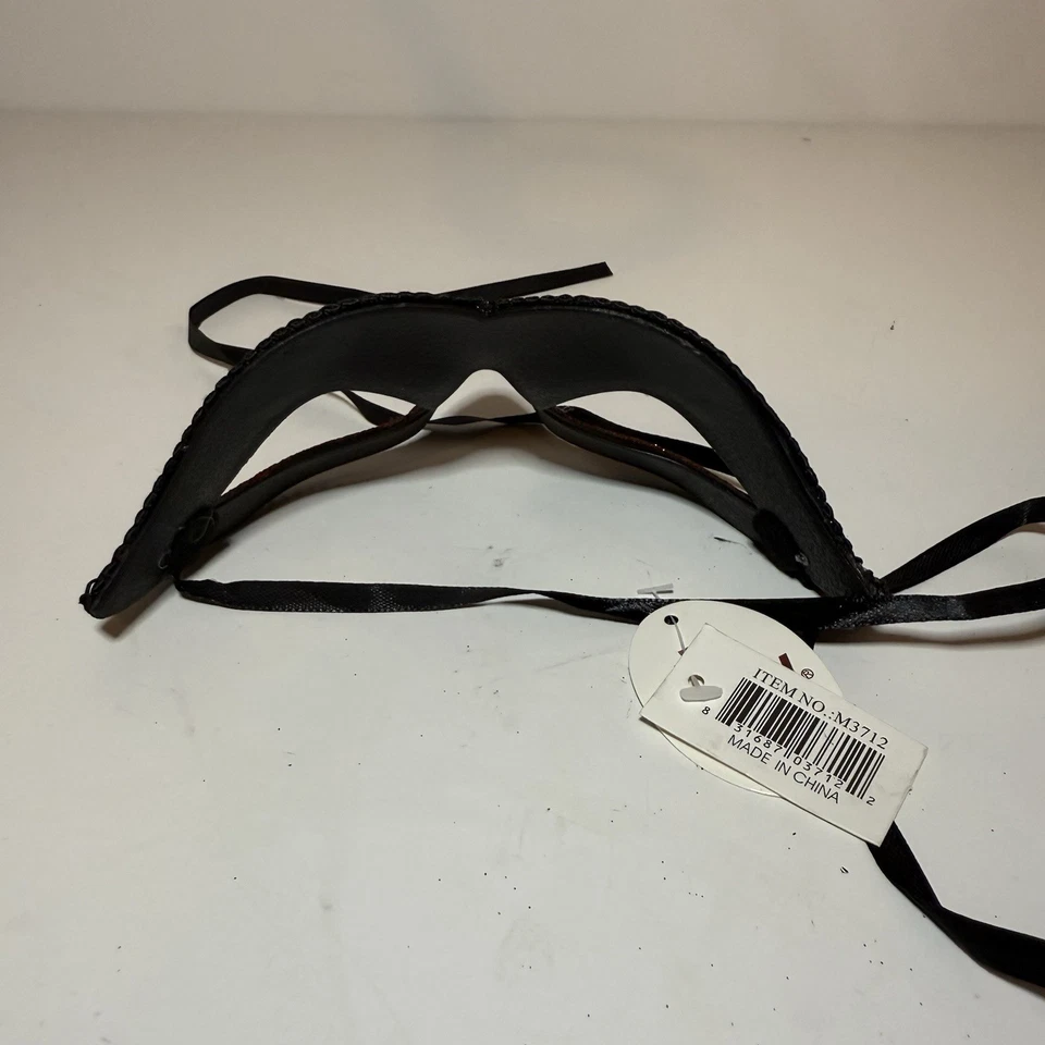 NWT Black Venetian Classic Masquerade Costume Eye Mask Prom Halloween Party - Image 4 of 4