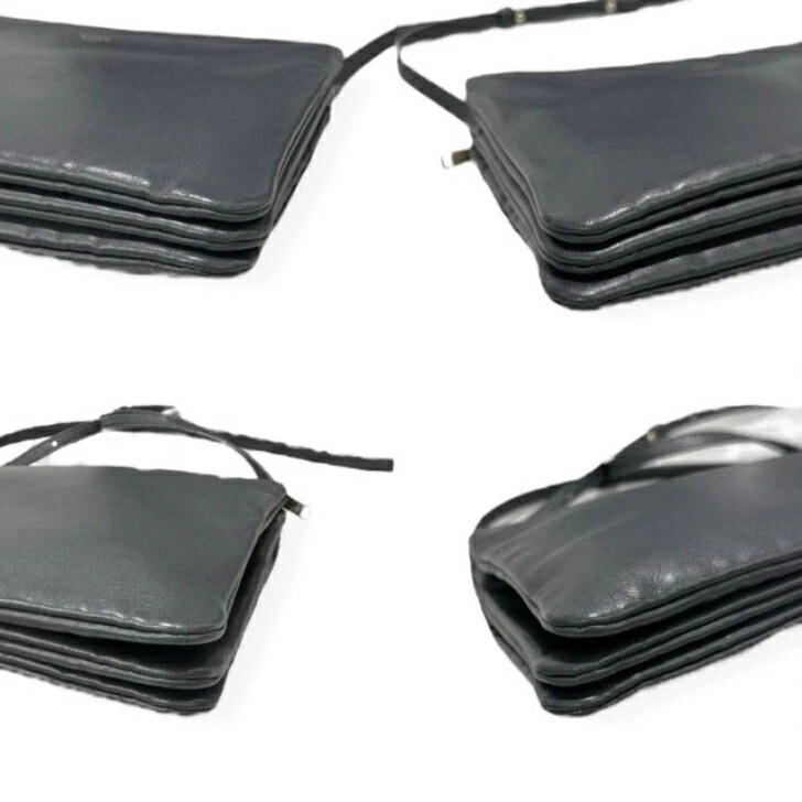 Borsa a tracolla Celine Trio grande in pelle grigio scuro oro ferramenta 2019