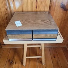 VTG VHS Storage 24 VCR VHS Tapes Slide Heavy Duty Plastic Drawers Wood Grain