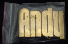 LF22104 NOS VINTAGE 1970s/80s CUT-OUT NAME  ANDY  SOLID BRASS BUCKLE