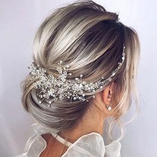 Dainty Rhinestones Flower Crystal Hair Comb Hair Accessories for Women Silver