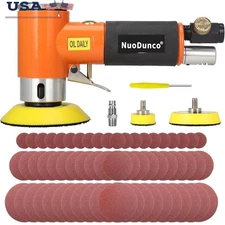 Mini Air Orbital Sander W/ 1-3 Inch Backing Plate & Sanding Discs 60pcs New