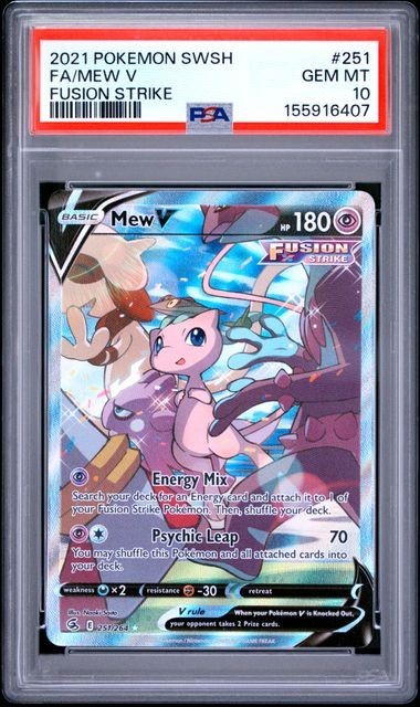 PSA 10 MEW V 251 FUSION STRIKE SWORD & SHIELD ALT ART POKEMON GEM MINT