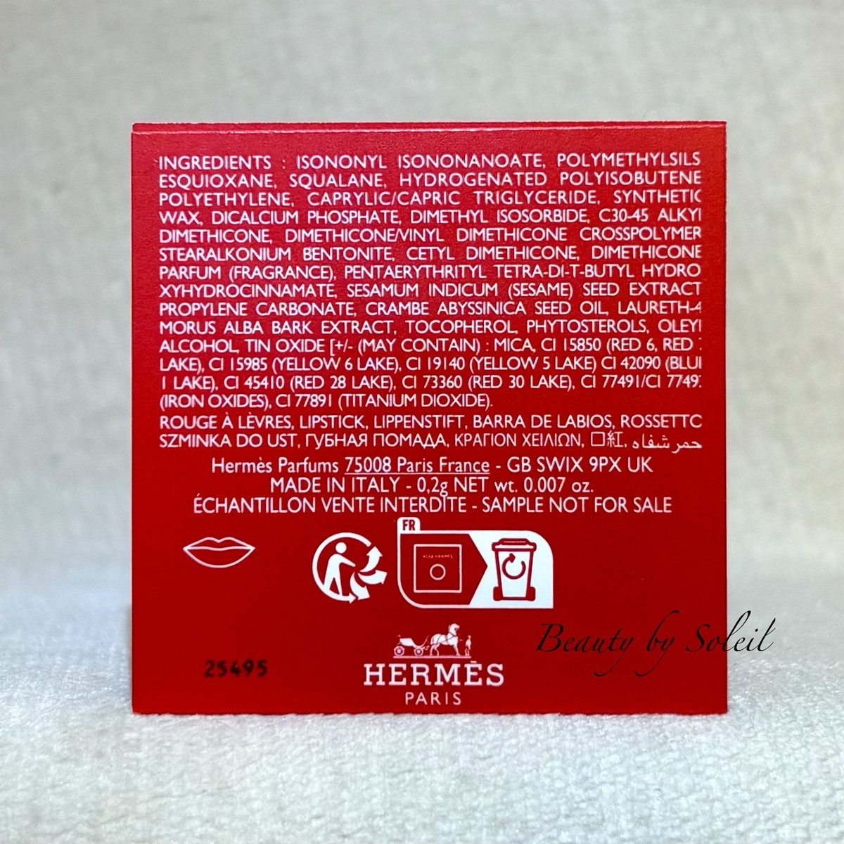 Hermes Rouge Hermes Matte Lipstick in Rouge Casaque 64 Mat Sample